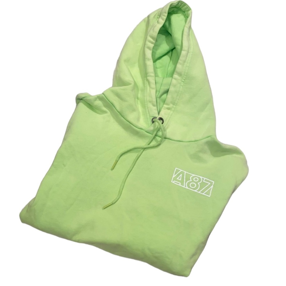 Aeropostale A87 Lime Green & White Hoodie Unisex Size Medium Lightweight Jacket!
